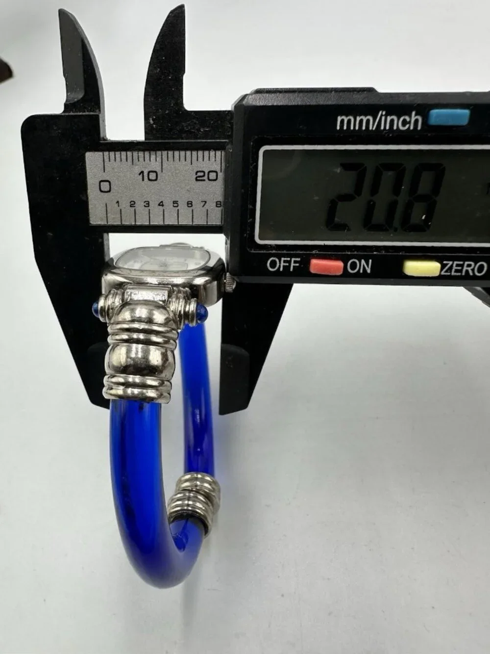 Ottimo Watch Women Silver Tonel Blue Transluscent Cuff Band New Battery